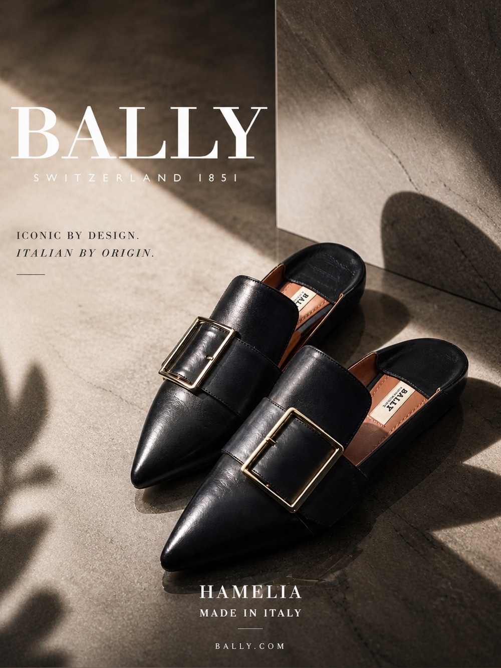 Bally Hamelia Leather Buckle Mules EU 36